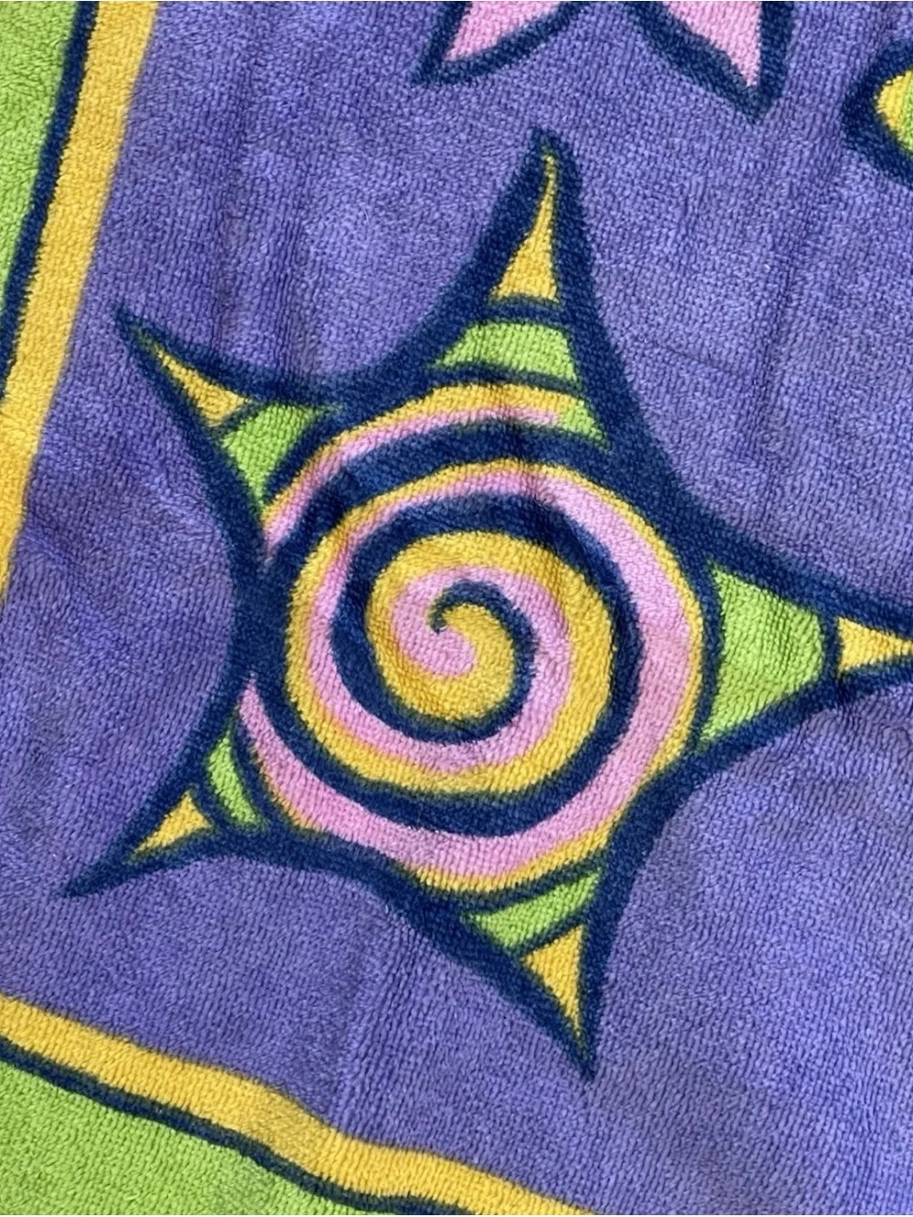 VGT Terrisol Giant Beach Towel Blanket Nautical Fish Purple Green 66” x 66” HTF